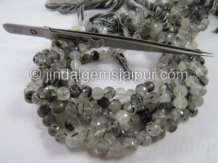 Black Rutile Far Faceted Round Shape Beads